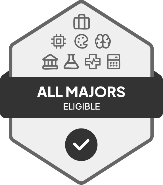 Badge with All Majors Eligible text 