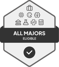 Badge with All Majors Eligible text 