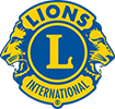 Lions Clubs International logo: gold lions face out from blue circle with gold 