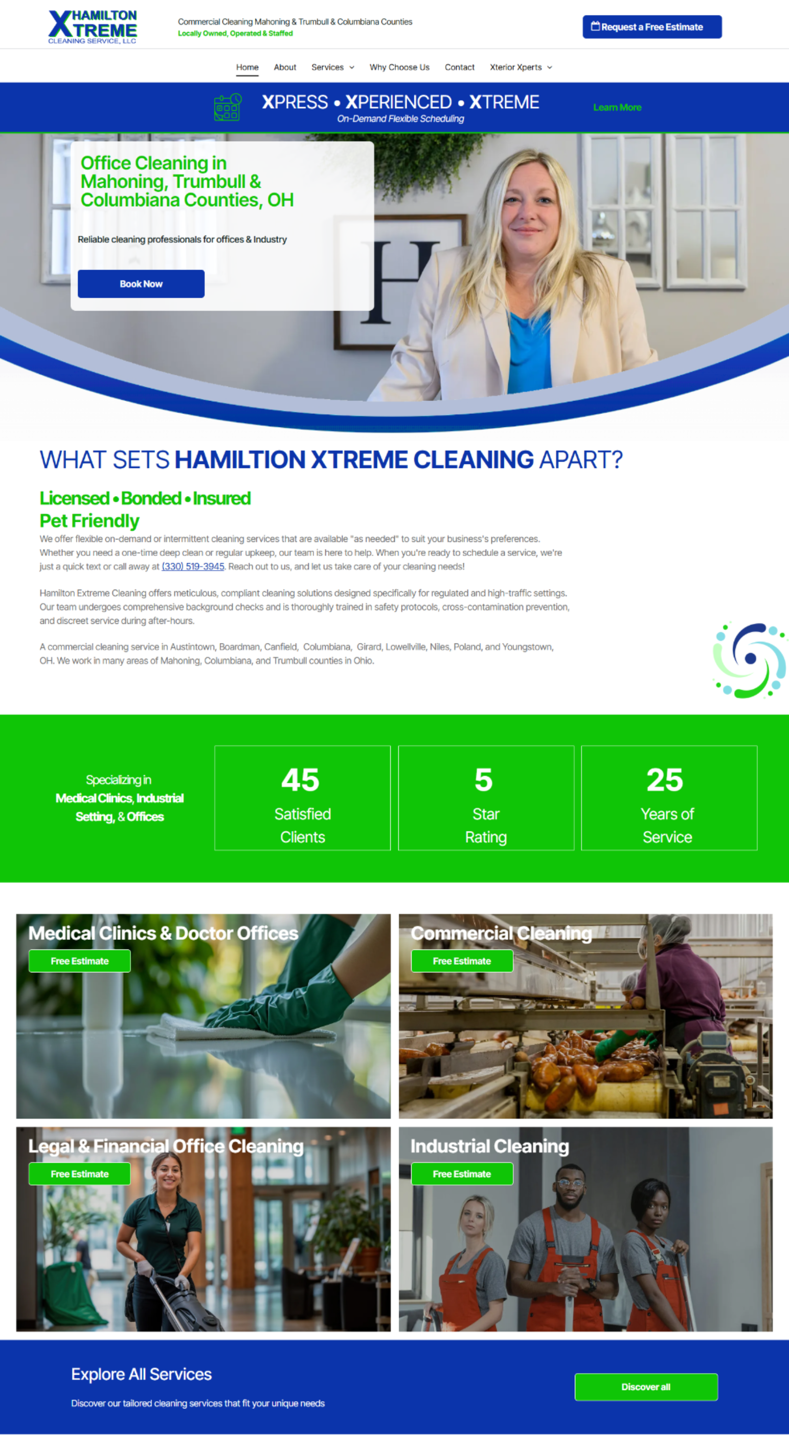 Hamilton cleaning service in Youngstown, Ohio. Home service website and SEO services.