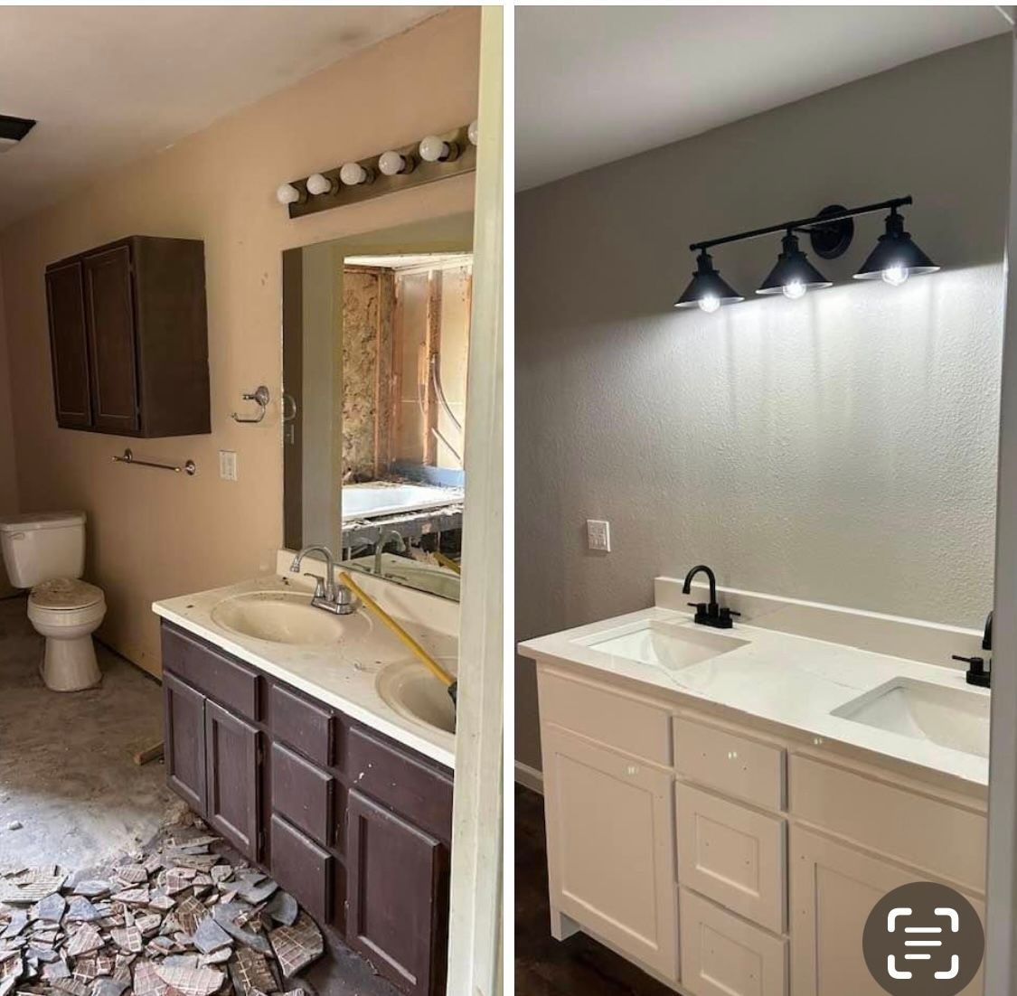 A picture of kitchen top before and after remodeling - Gainesville, TX - Morris Painting & Renovation