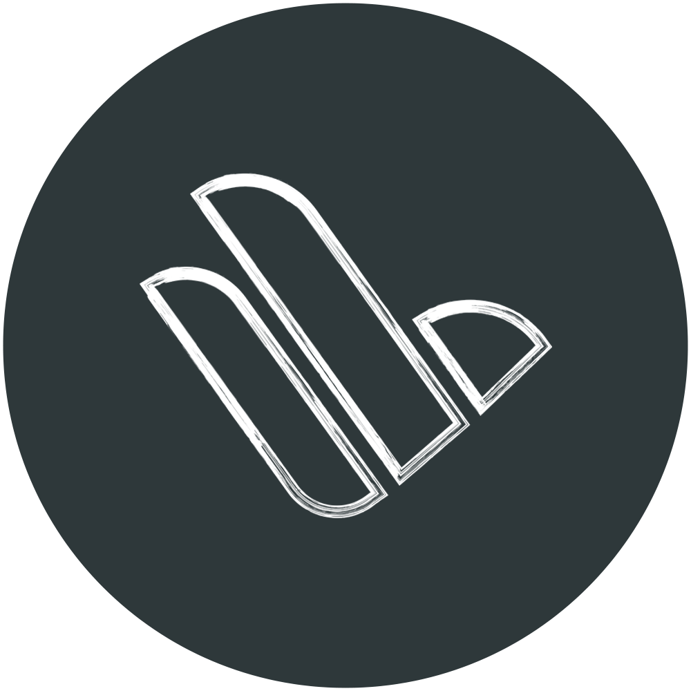 A black circle with a white l on it