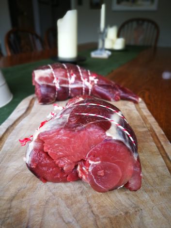Rolled muntjac haunch, great for roasting