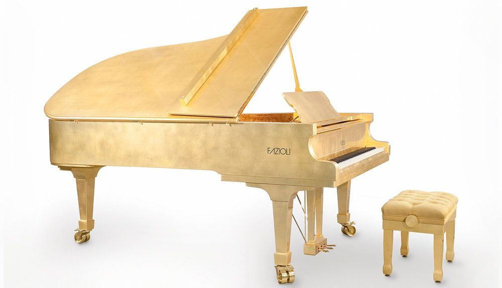 FAZIOLI Gold Leaf Piano side, VIP Pianos