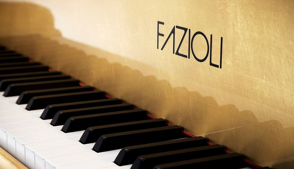 FAZIOLI Gold Leaf Piano front, VIP Pianos keys