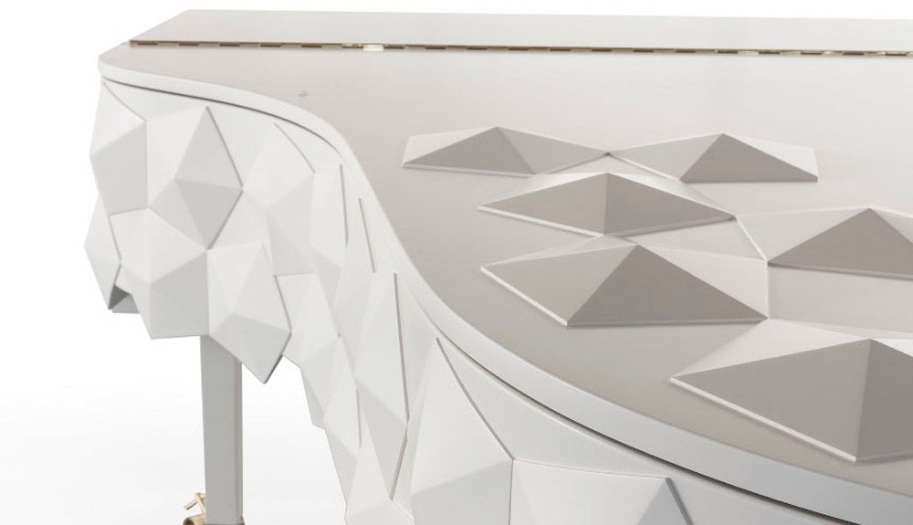 FAZIOLI Origami Fairmont tri demensional design closeup, VIP Pianos