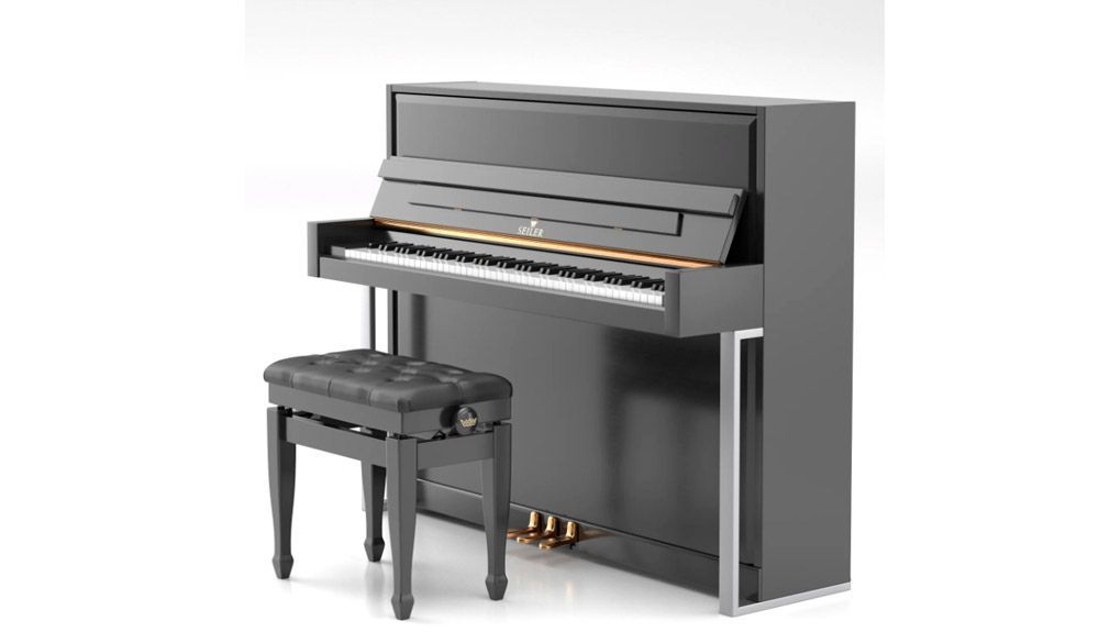 SEILER Accent Piano Black w/gold, VIP Pianos