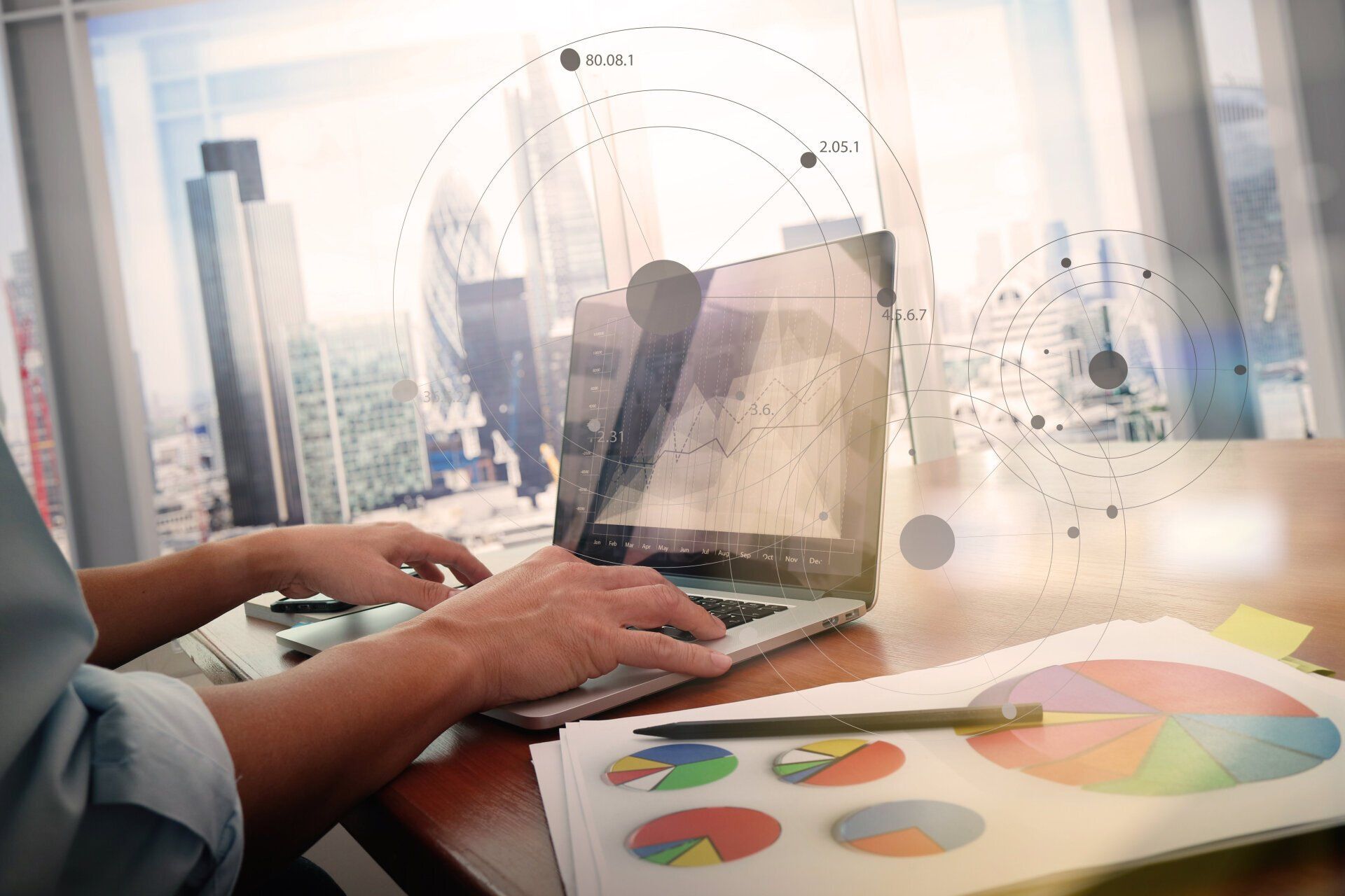 Marketing professional analyzing growth metrics and performance trends