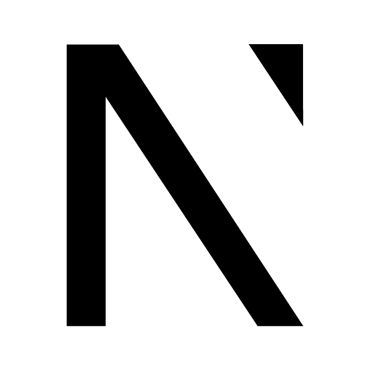 A black letter n on a white background