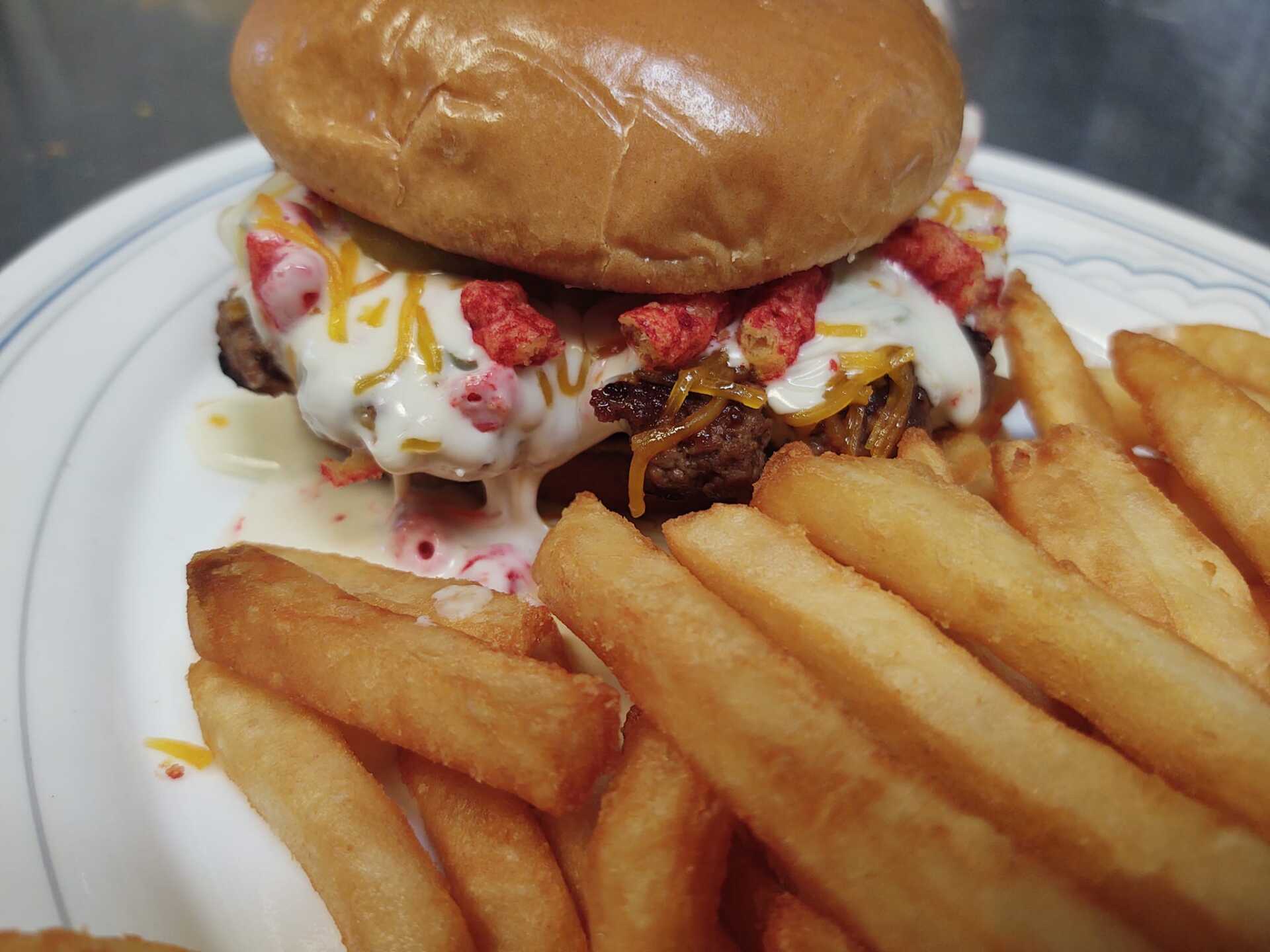 Burger with cheetos