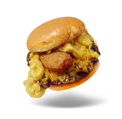 Burger with mac and cheese