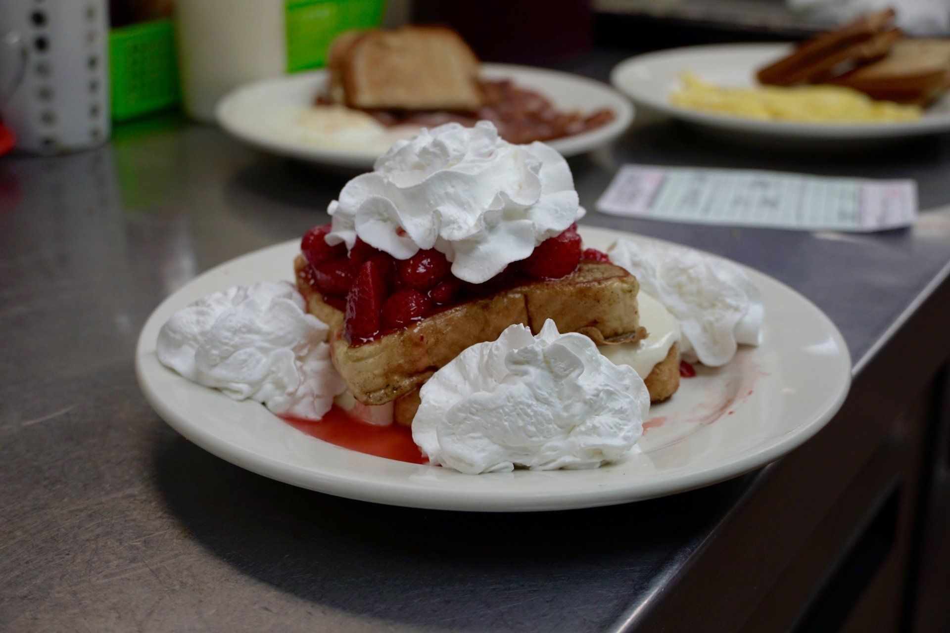 Little George's Restaurant Strawberry Stuffed French Toast with Whip Cream