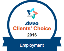 A logo for avvo clients choice 2016 employment