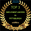A gold laurel wreath with the words `` top 3 employment lawyers in pittsburgh '' written on it.