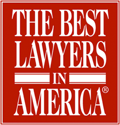 A red sign that says the best lawyers in america