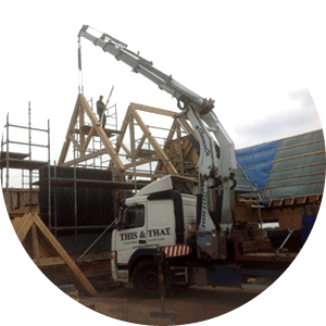 lorry crane hired for roof creation