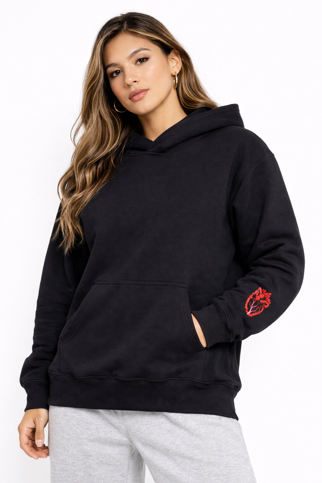Heart on sleeve OC cropped hoodie