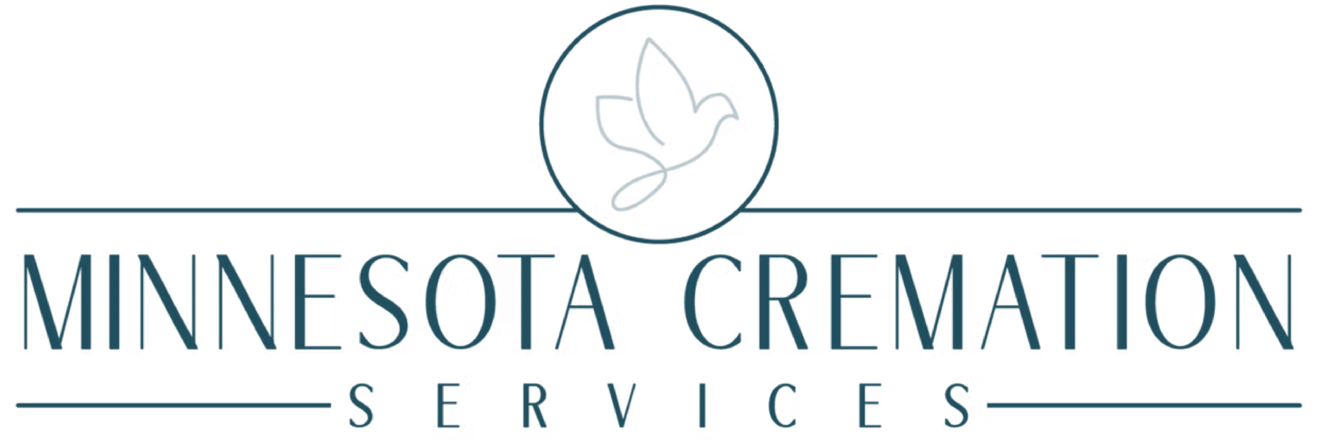 Logo for Minnesota Cremation Services featuring a simple line-art dove inside a circle above the company name.