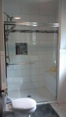 Glass Door and Toilet — Rochester, NY — Mallo Home Improvements