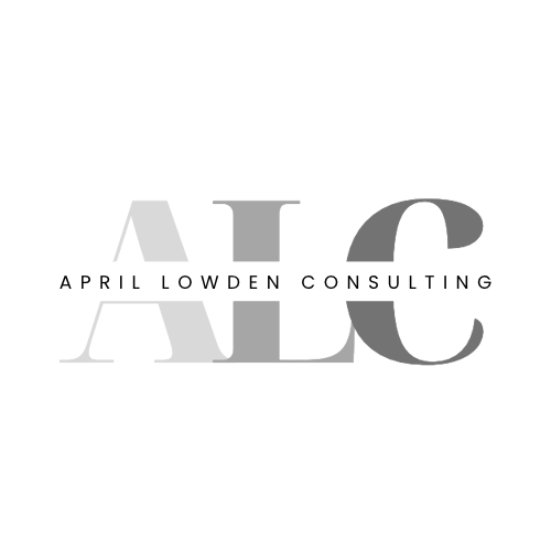 April Lowden Consulting typography logo in grayscale