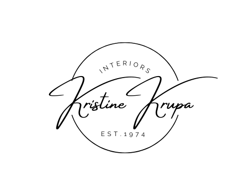 Kristine Krupa Interiors logo in grayscale