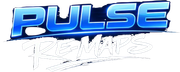 Blue and white stylized &ldquo;PULSE&rdquo; logo with handwritten &ldquo;R3MIX&rdquo; underneath on a white background