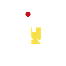 A logo for wine and cheese affair with a slice of cheese and a glass of wine