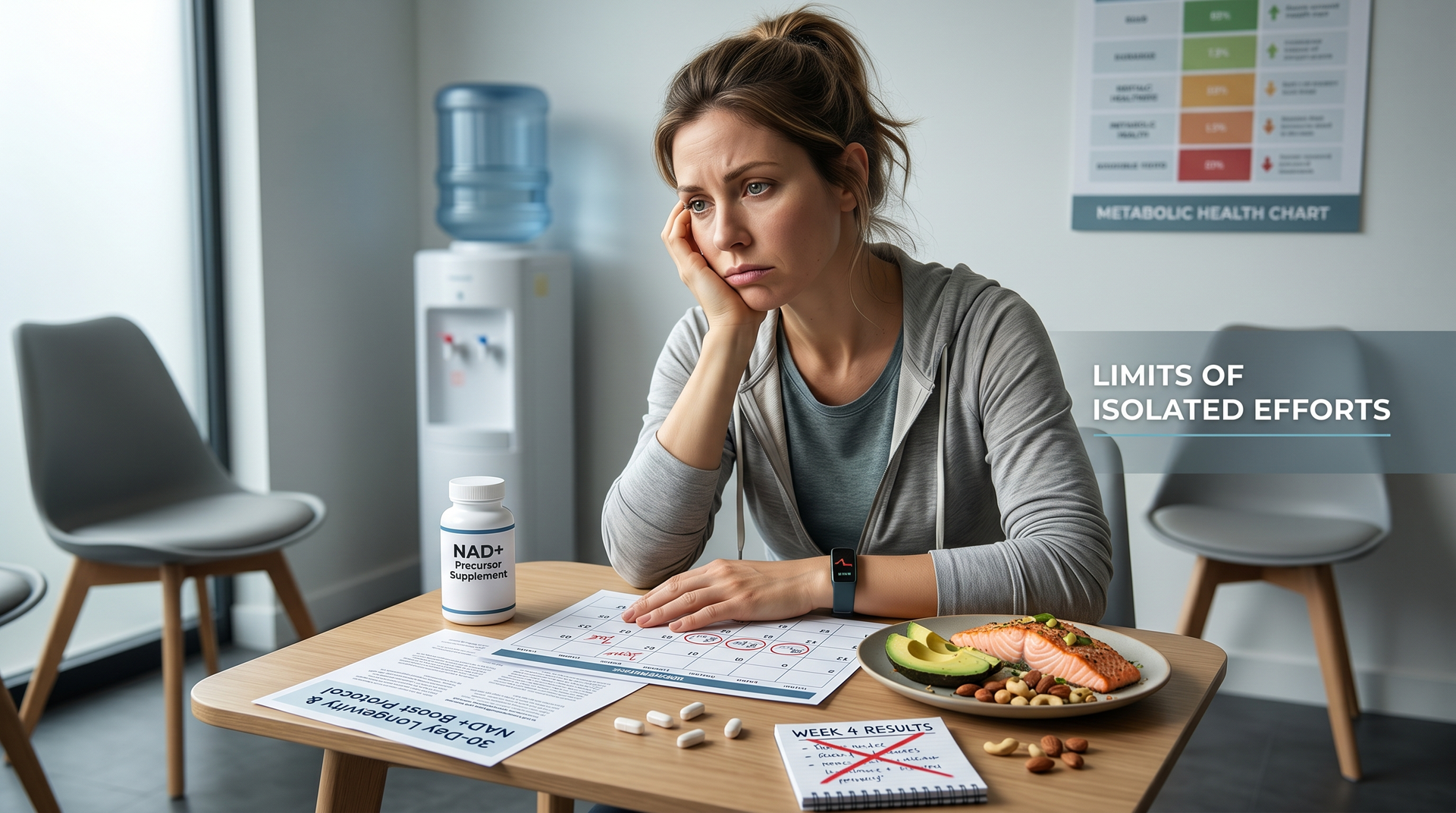 Skincare products: a clear bottle of liquid, a small cream jar, and two petri dishes containing serum and white cream.