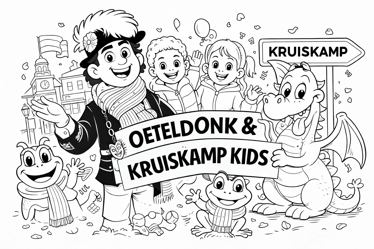 Leuke kleurplaat voor Carnaval 