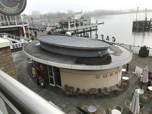 Mermaid Quay café before demolition Cafe Demolition and Facade Refurbishment Cardiff