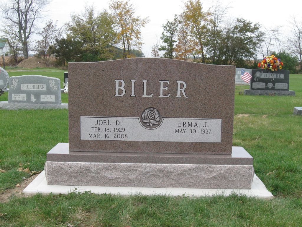 Brown Headstone with 'Biler' on it