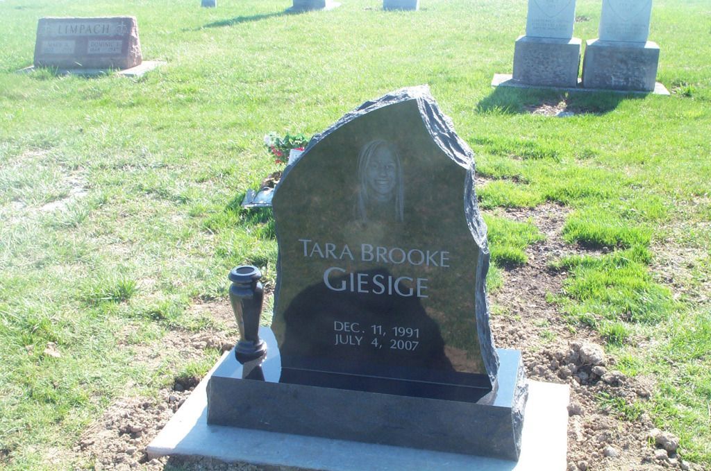the grave of tara brooke giesige is in a cemetery