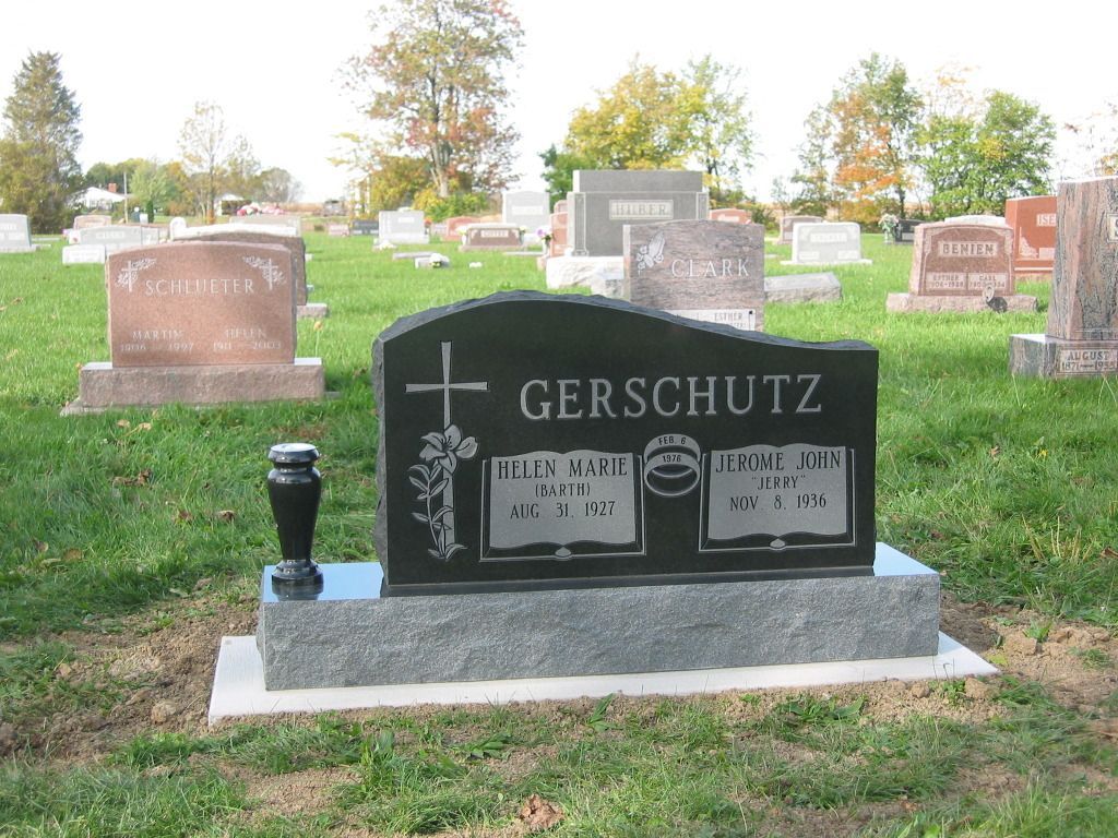 a black gravestone with the name gersschutz on it