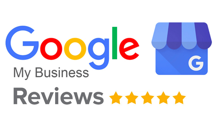 A google my business reviews logo with a store icon.