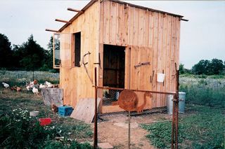 chicken coop built with portable sawmill milled lumber