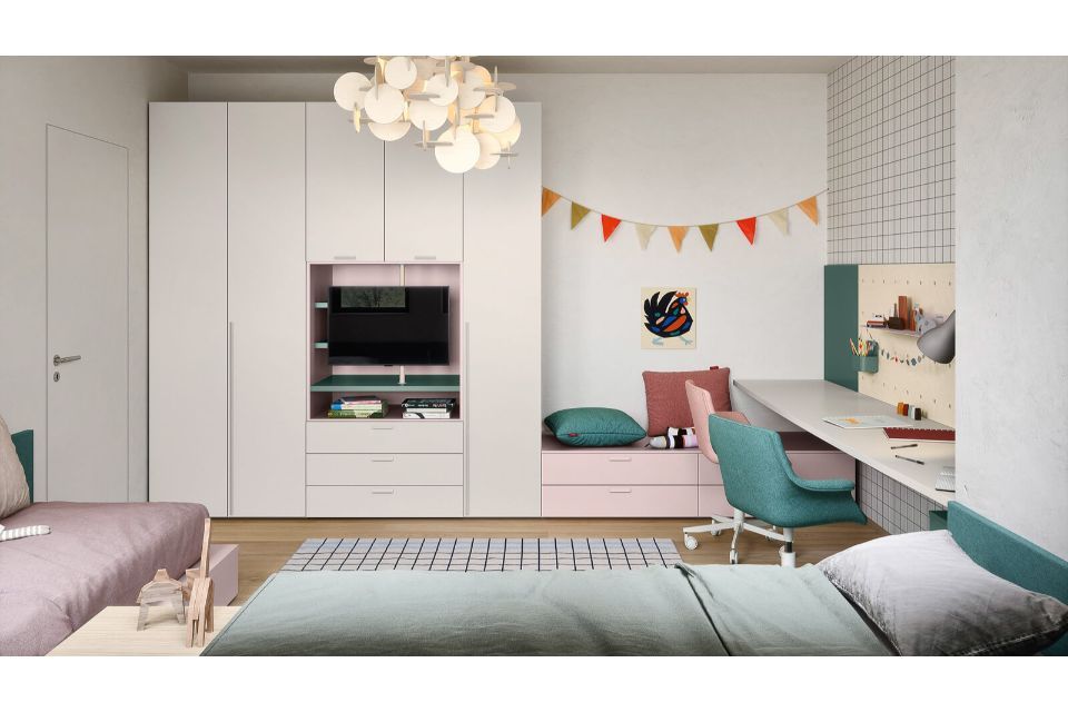 cameretta bianca rosa e verde