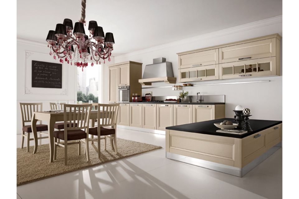 cucina contemporanea con tavolo