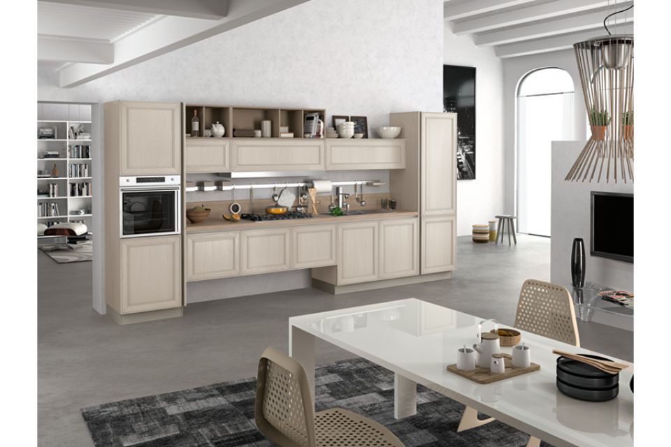 cucina contemporanea con mobili chiari