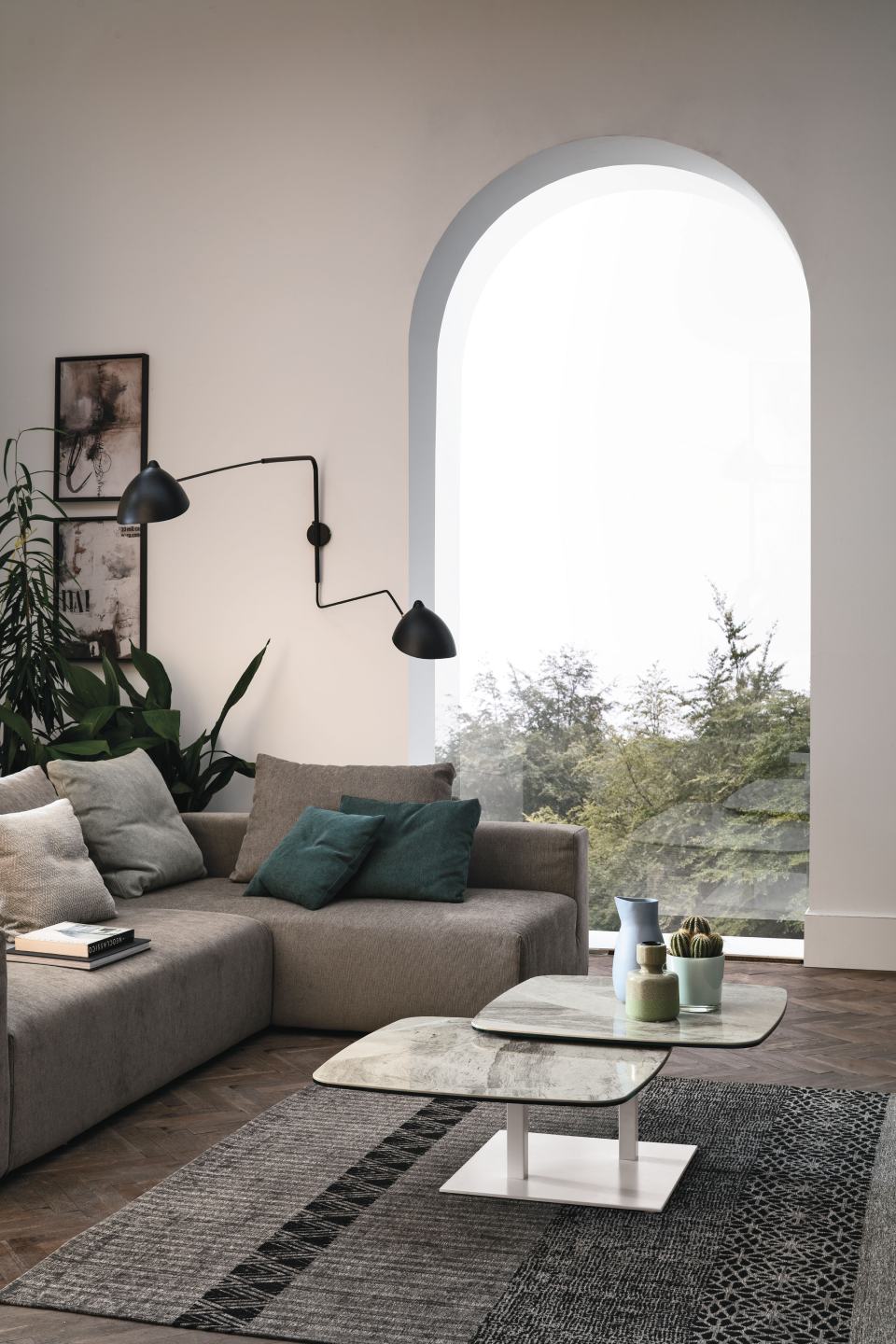 zona giorno con lampade