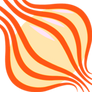 A cartoon drawing of a flame on a white background.