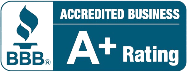 BBB Accredited Business logo, with A+ rating.