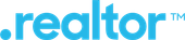 A blue realtor logo on a white background