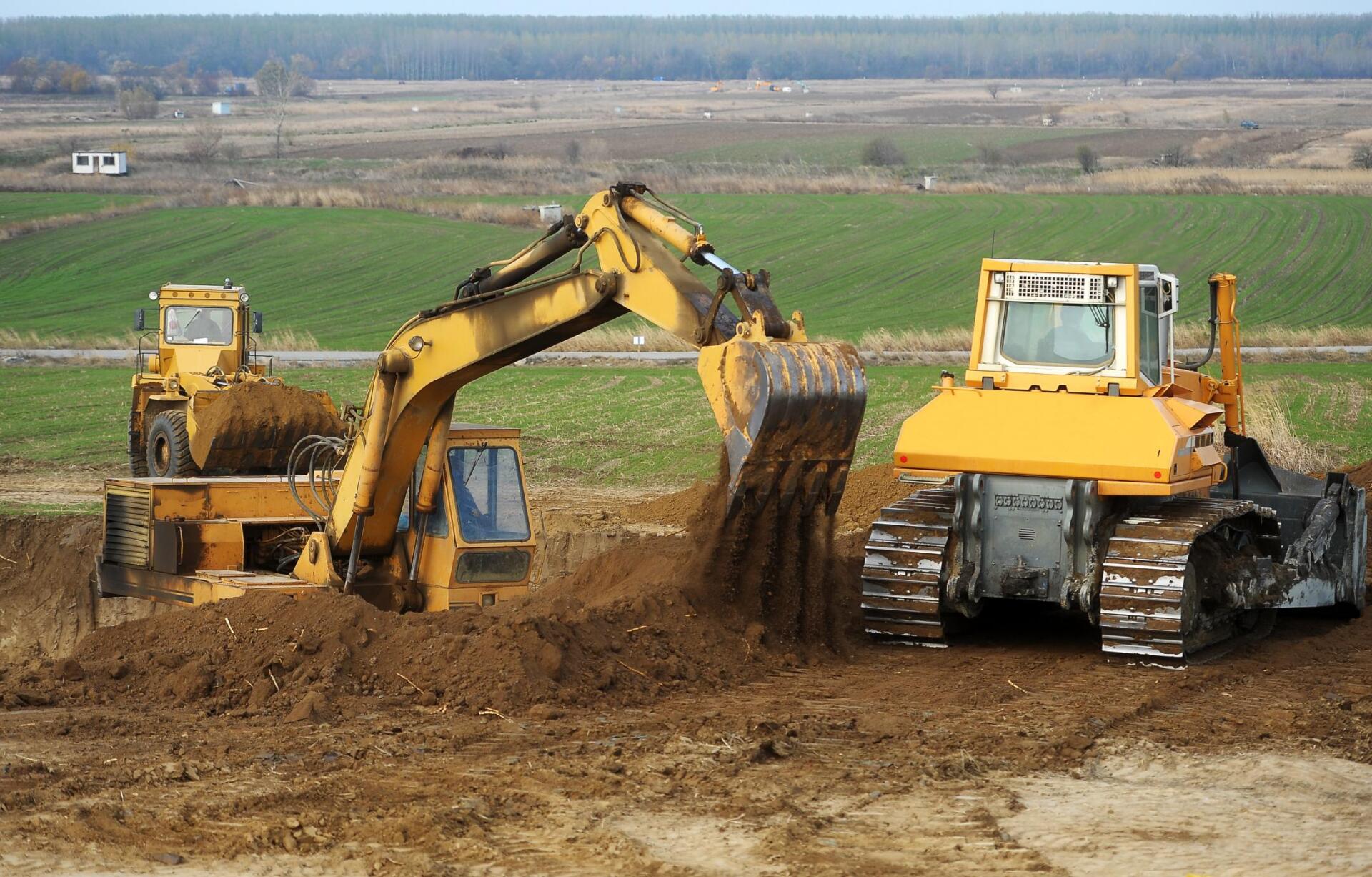 trucks doing an excavation