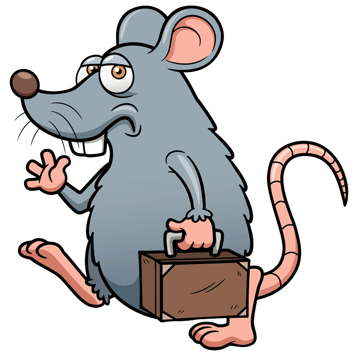 a cartoon mouse is holding a briefcase and waving .