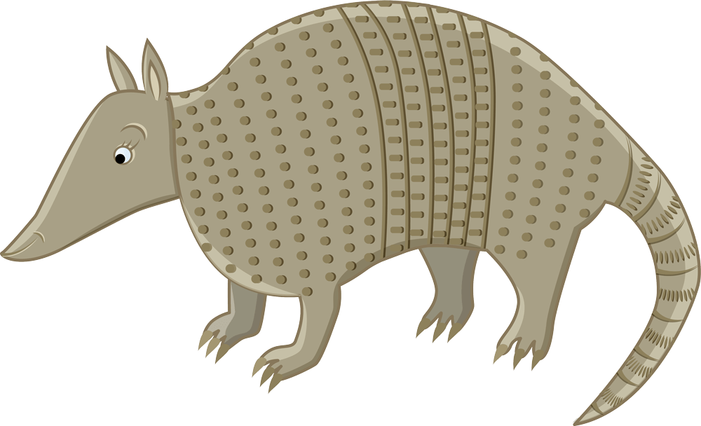 a cartoon armadillo is standing on a white background