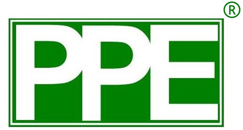 The logo for ppe glove uniform shoes is green and white.