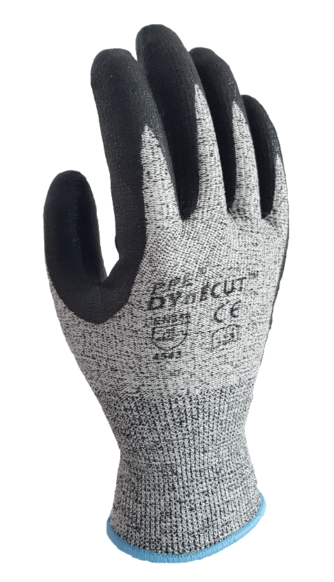 A close up of a pair of gloves on a white background.