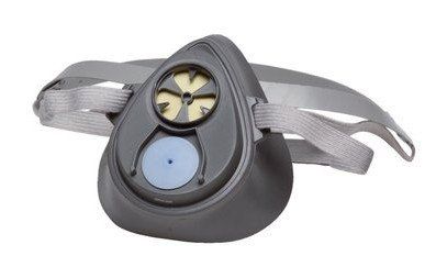 A close up of a face mask on a white background.