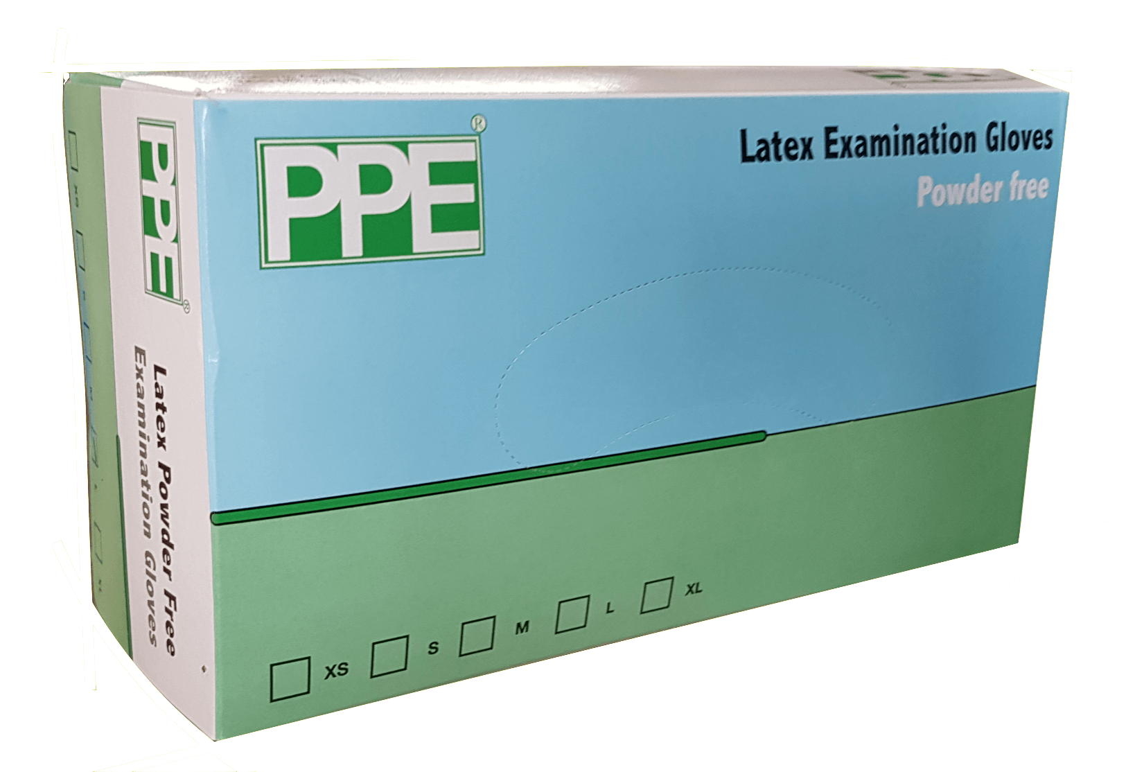 A box of ppe latex examination gloves powder free
