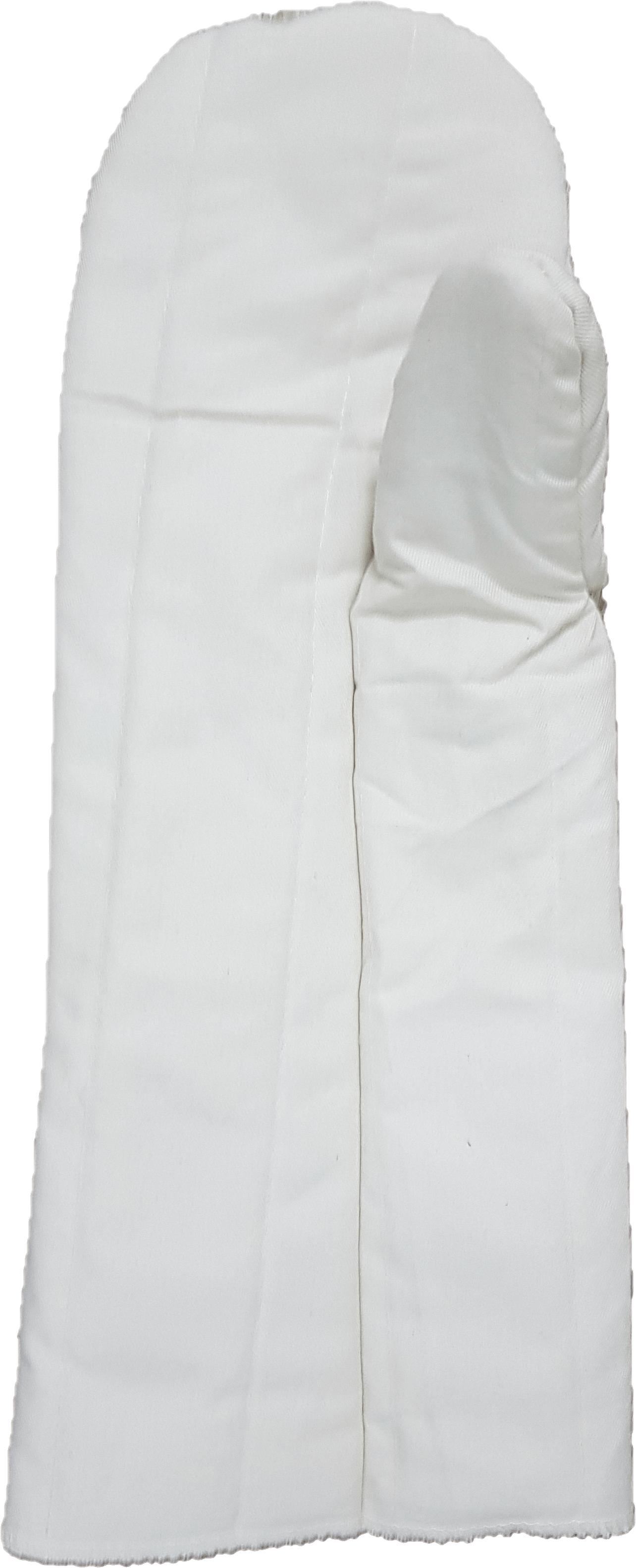 A white sleeping bag with a zipper on a white background.